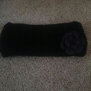 Black crochet headband with purple flower